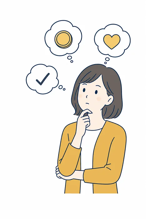 スマートフォンを見ながら確認する女性のイメージ
